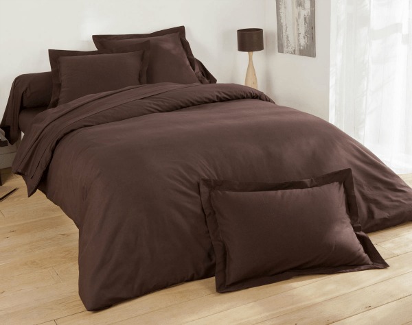 BECQUET_LINGE_DE_LIT_COTON_UNI_LAURÉAT_CHOCOLAT