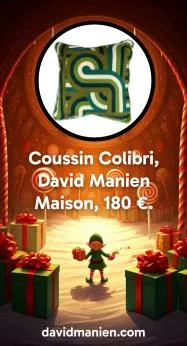 14 : Coussin Colibri, David Manien Maison, 180 €. https://davidmanien.com/